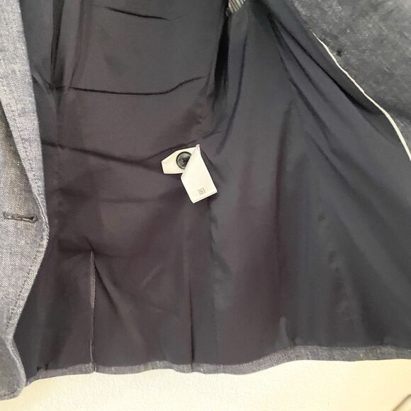 Banana Republic Sz 6 Peak Lapel Double Breasted Linen Blend Blazer Navy Blue - Picture 6 of 12